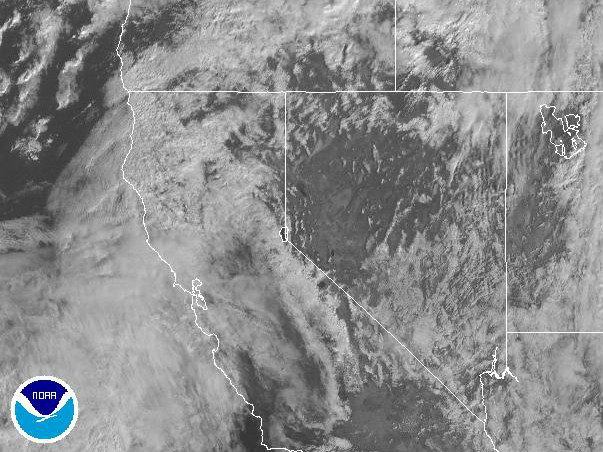 A National Oceanic and Atmospheric Administration satellite image shows storms over California as of 10:00 a.m. on Sunday, Feb. 19, 2017.